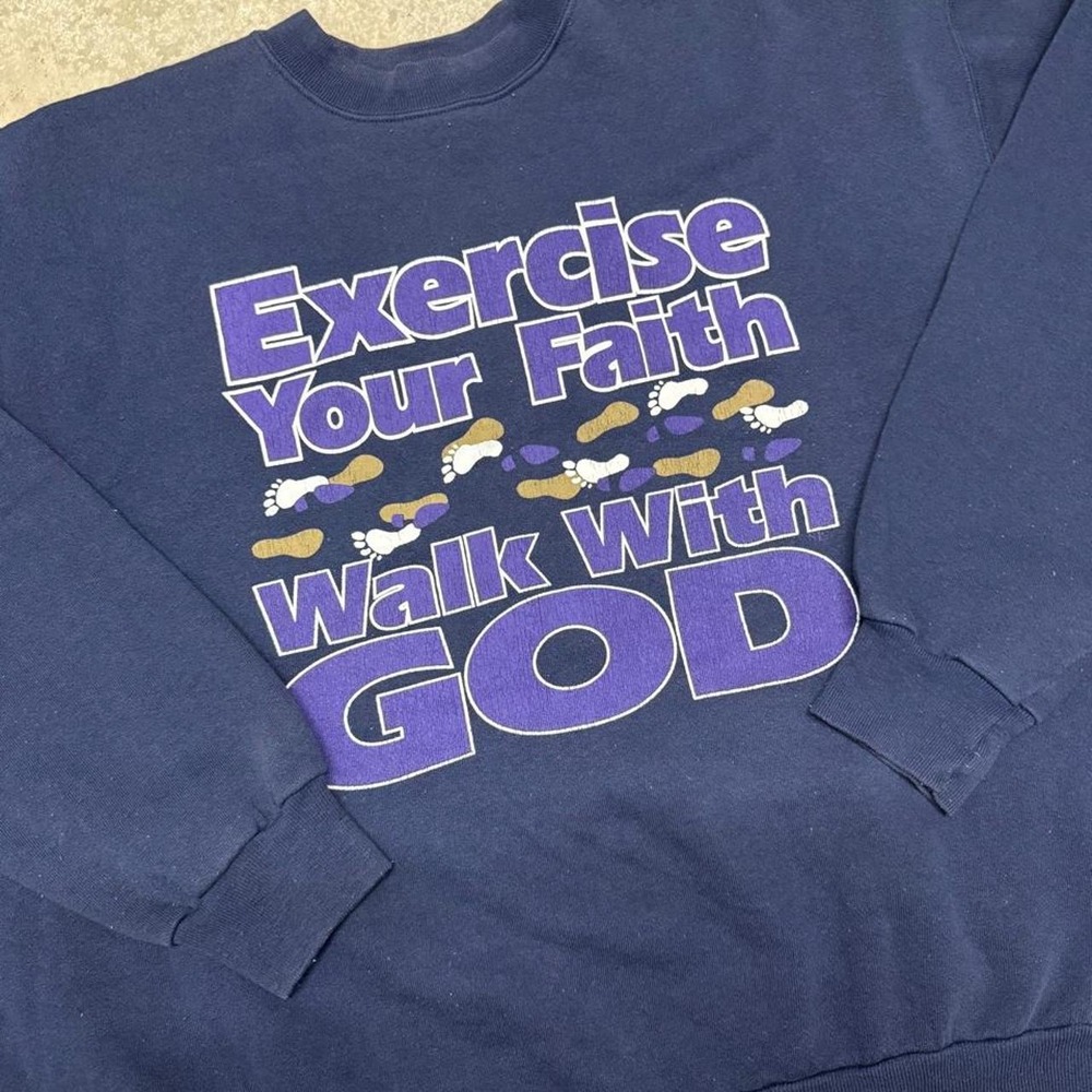 Vintage 90s Walk With God Jesus Christ Holy Crewneck Sweatshirt  Sz XXL